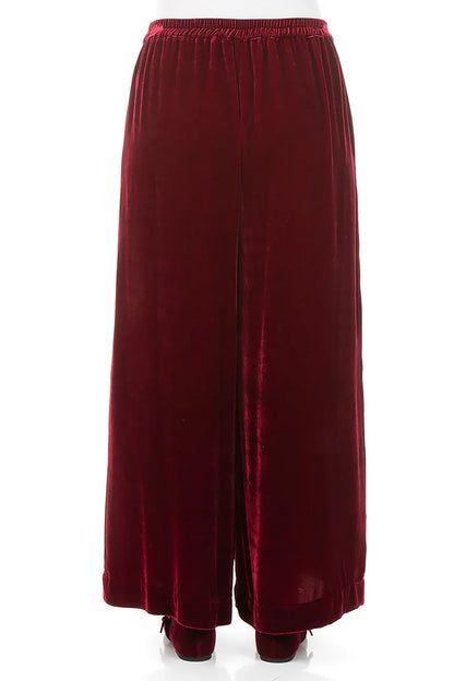 Wide Ruby Silk Velvet Trousers 2