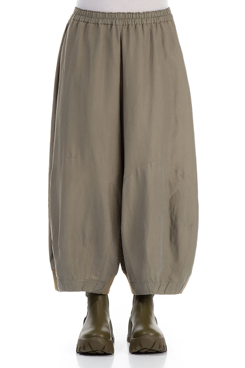 Wide Silver Sage Silk Cotton Trousers 1
