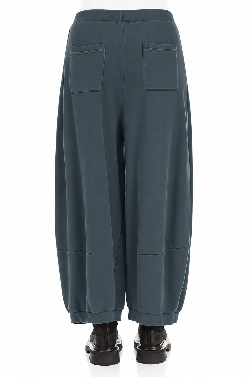 Wide Slate French Terry Cotton Trousers 2