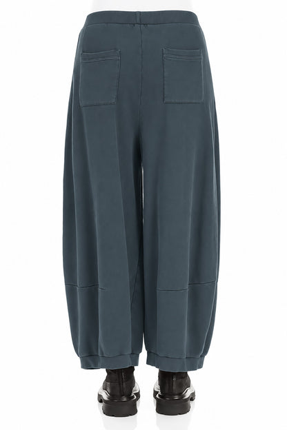 Pantalon large gris ardoise en coton French Terry