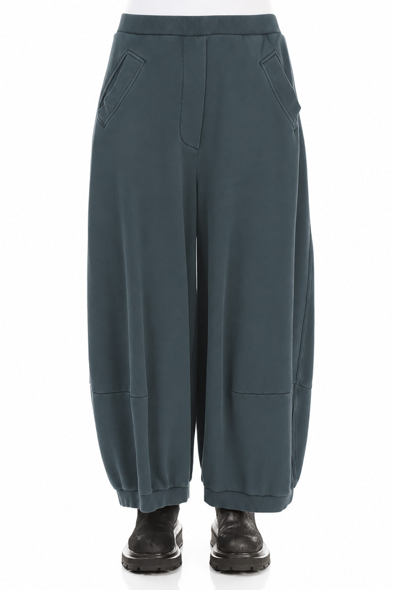 Pantalon large gris ardoise en coton French Terry