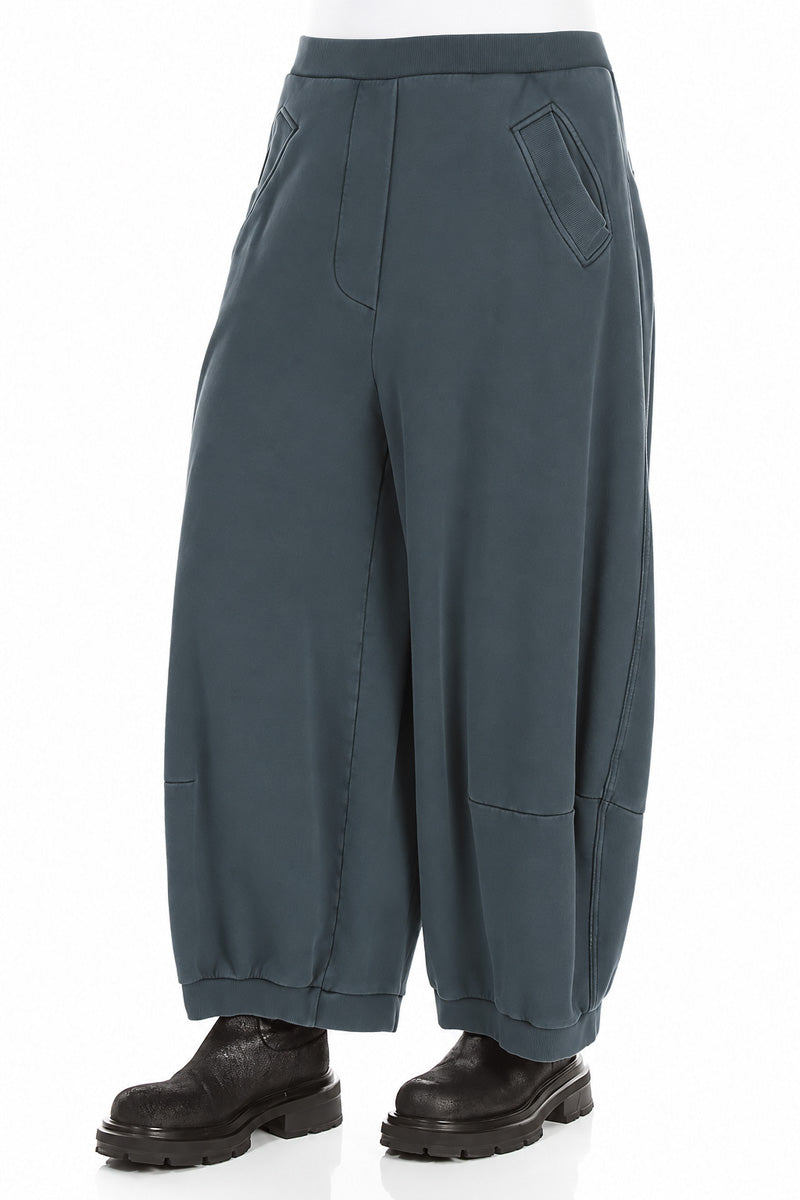Pantalon large gris ardoise en coton French Terry