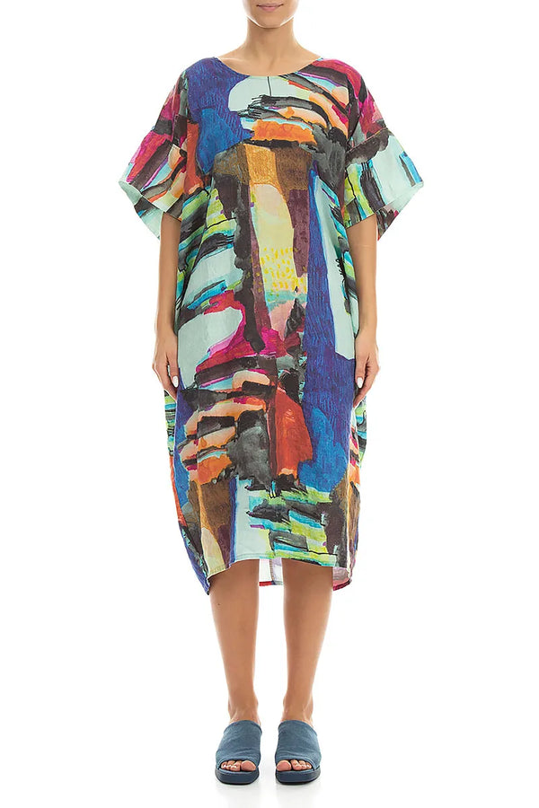 Abstract Easy Linen Dress 1