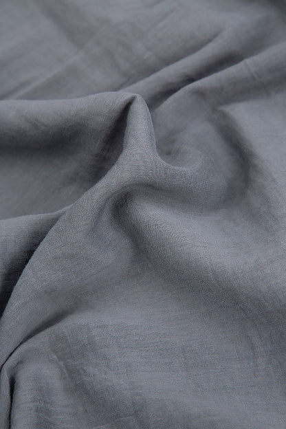 Wide Tiered Back Storm Grey Silk Bamboo Trousers 5