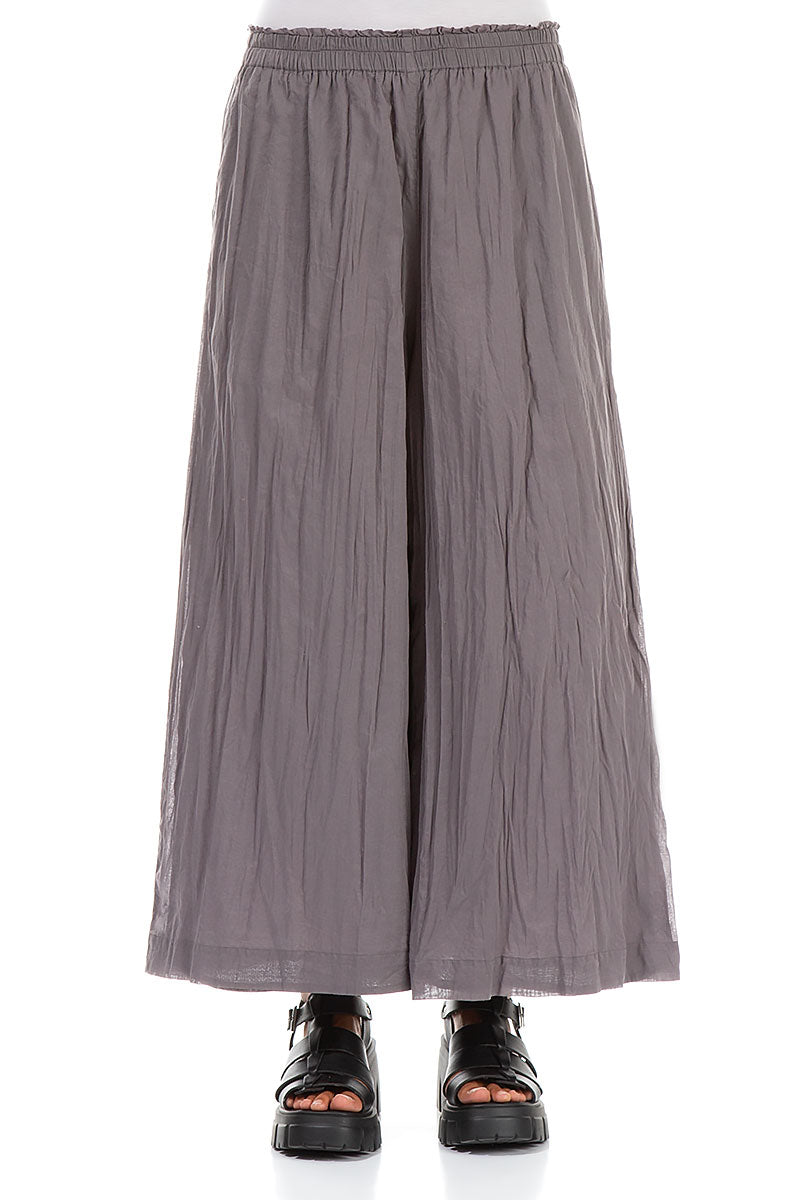 Wide Truffle Crumpled Cotton Trousers 1
