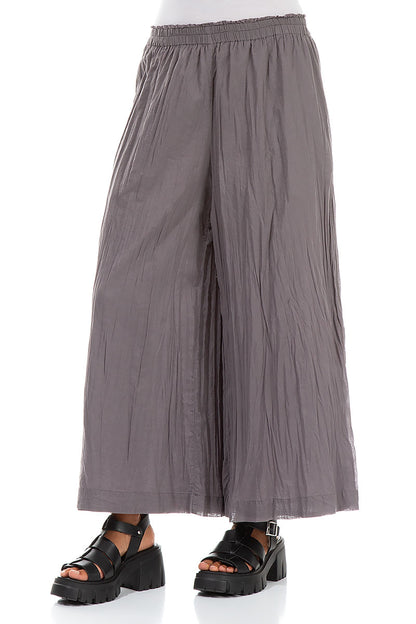 Wide Truffle Crumpled Cotton Trousers 3