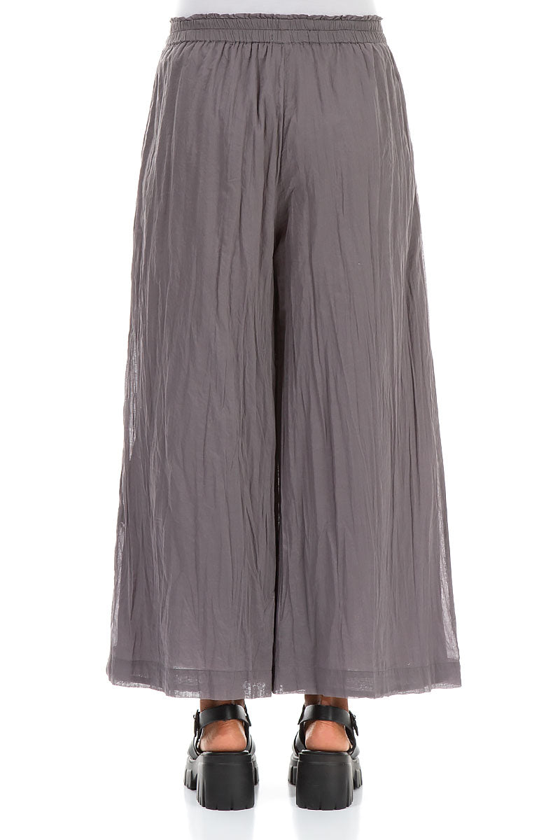 Wide Truffle Crumpled Cotton Trousers 2