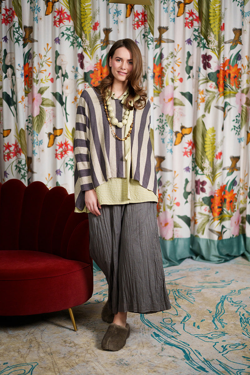 Wide Truffle Crumpled Cotton Trousers 6