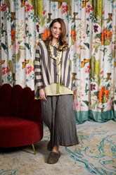 Wide Truffle Crumpled Cotton Trousers 6