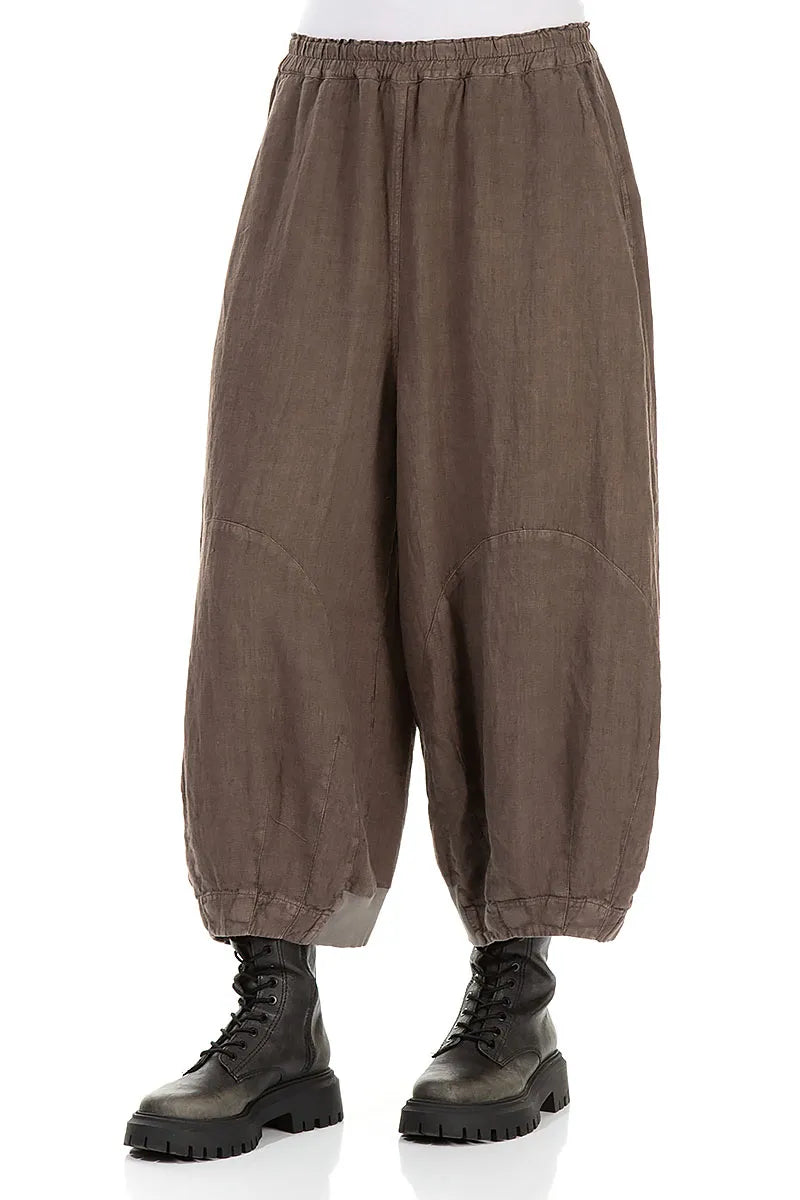 Wide Truffle Off-Dye Linen Trousers 3