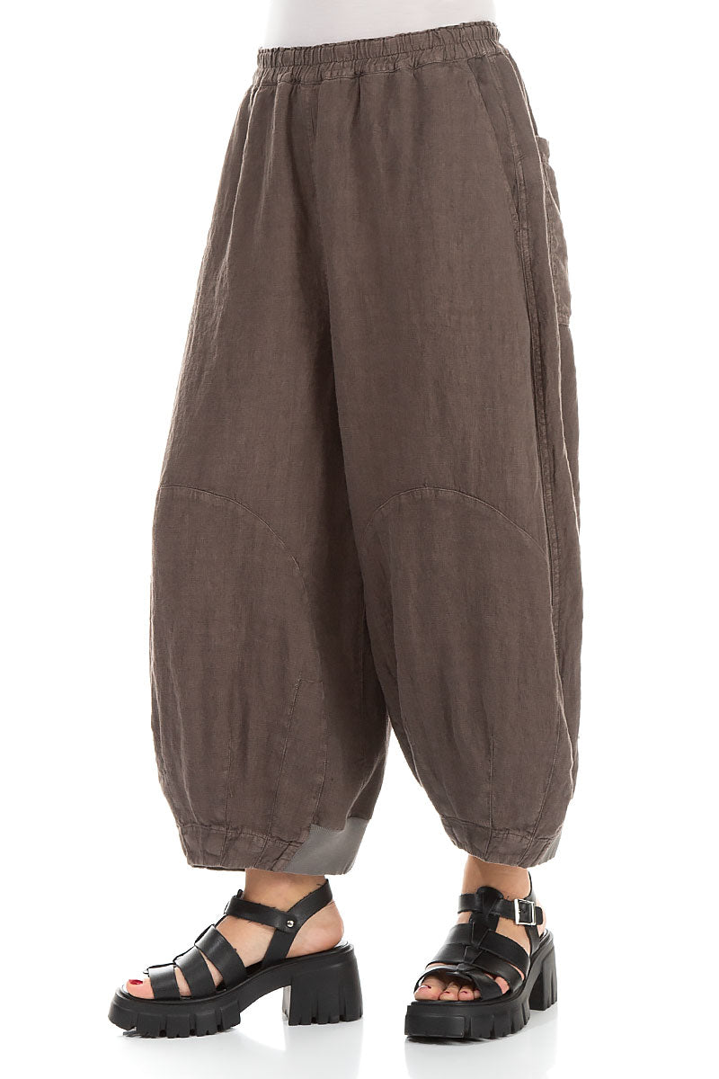 Wide Truffle Off-Dye Linen Trousers 3