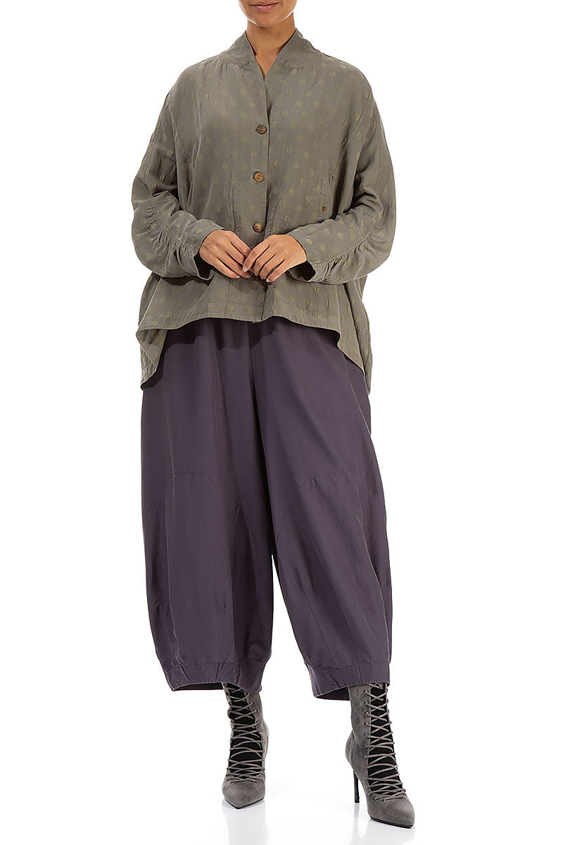 Wide Vintage Violet Silk Cotton Trousers 4