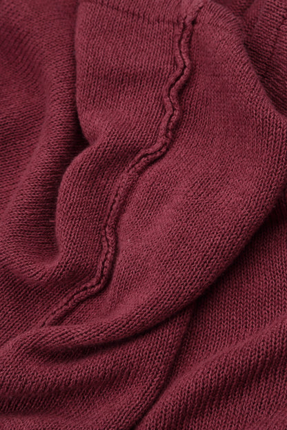Wide Wavy Seam Antique Ruby Linen Jumper 5