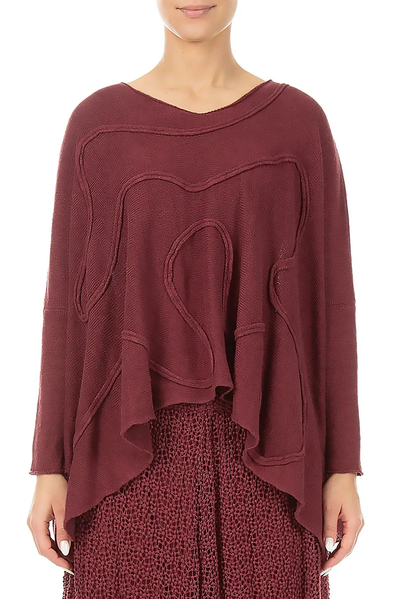 Wide Wavy Seam Antique Ruby Linen Jumper 1