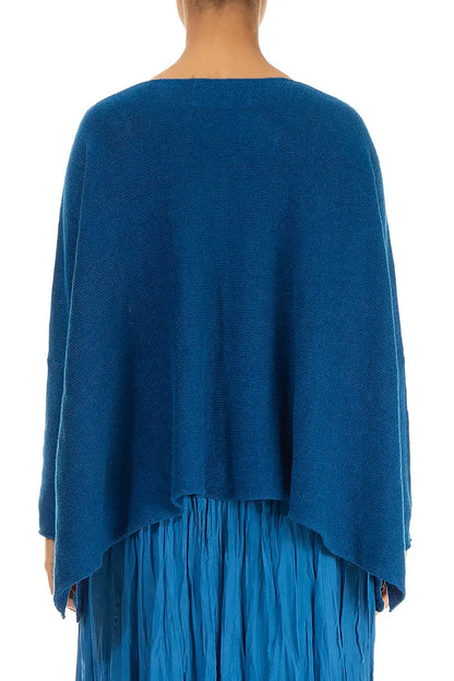Wide Wavy Seam Cobalt Blue Linen Jumper