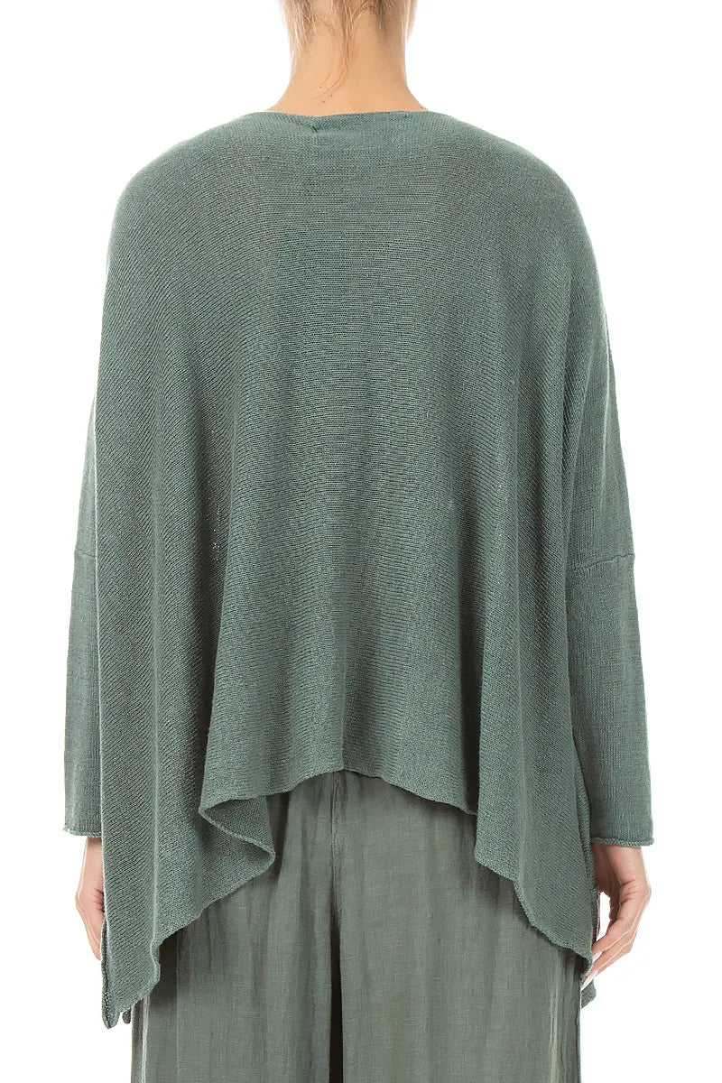 Wide Wavy Seam Sage Linen Jumper 2