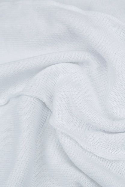 Wide Wavy Seam White Linen Jumper