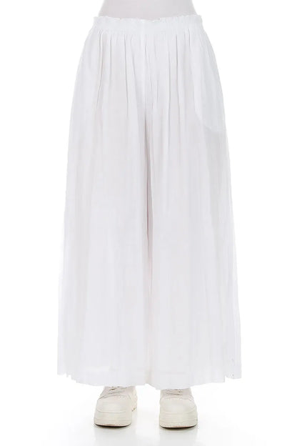 Wide White Crumpled Cotton Trousers 1