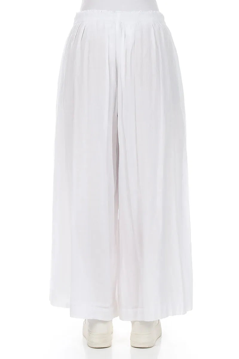 Wide White Crumpled Cotton Trousers 2