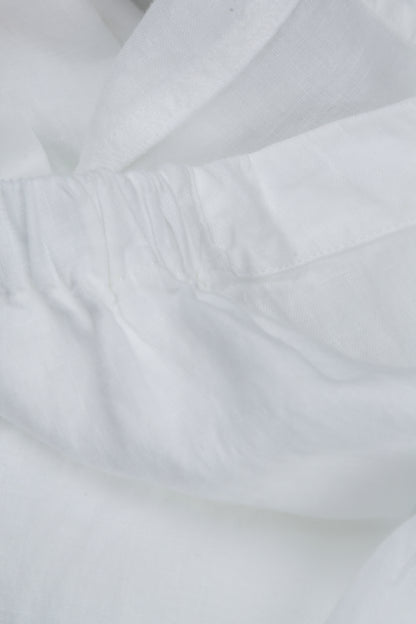 Weite weiße Leinenhose
