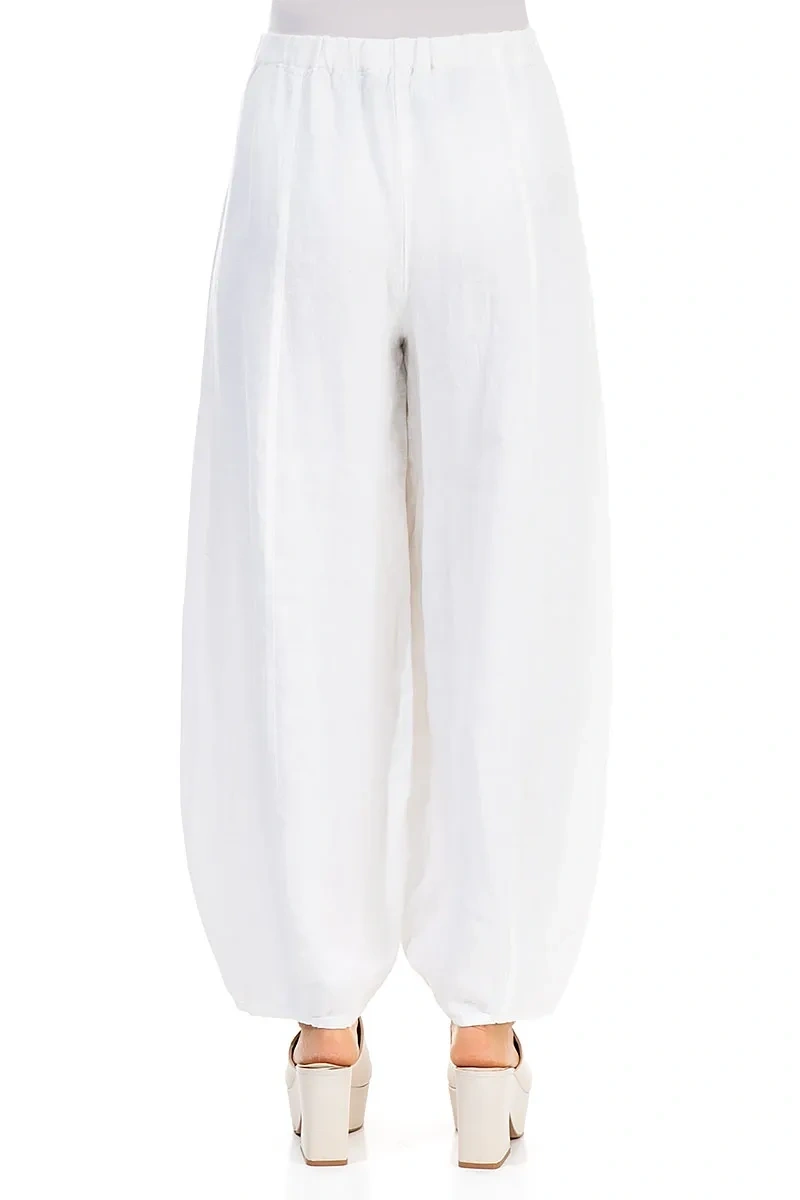 Weite weiße Leinenhose