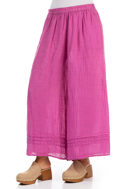 Wide Wild Berry Gauze Linen Trousers 3
