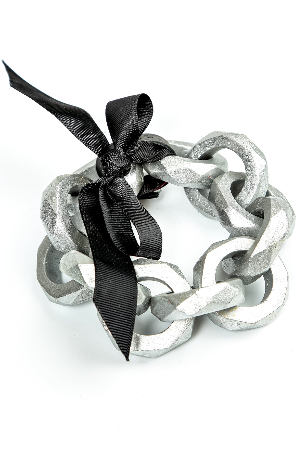 Wooden Loop Silver Chain Bracelet