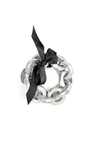 Wooden Loop Silver Chain Bracelet