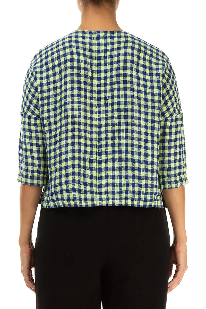 Yellow Check Linen Jacket Blouse