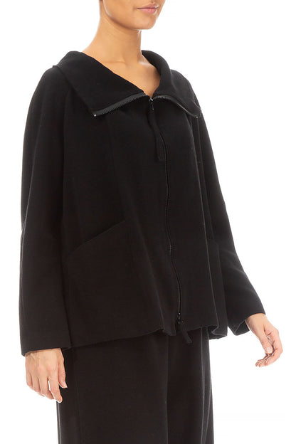 Zip Black Cotton Jersey Jacket 3