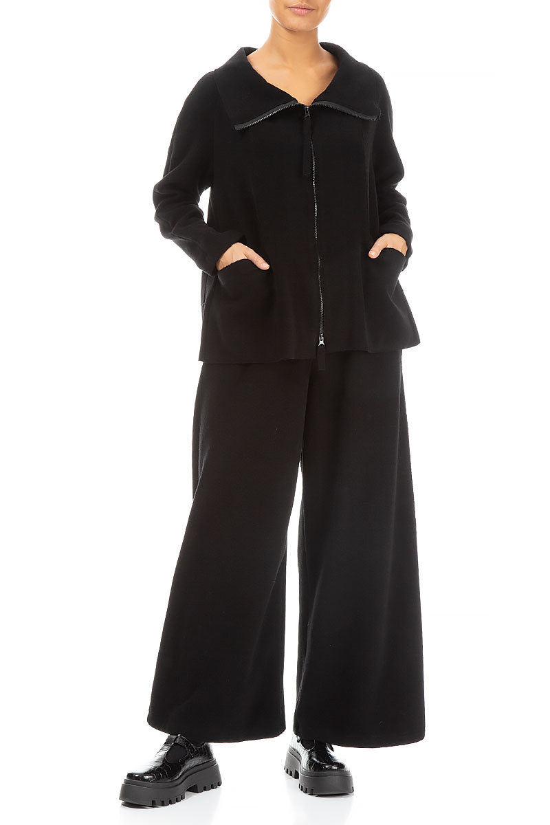 Zip Black Cotton Jersey Jacket 4