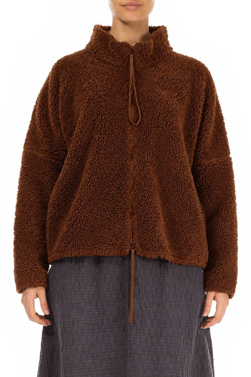 Zips Aged Copper Teddy Cotton Jacket