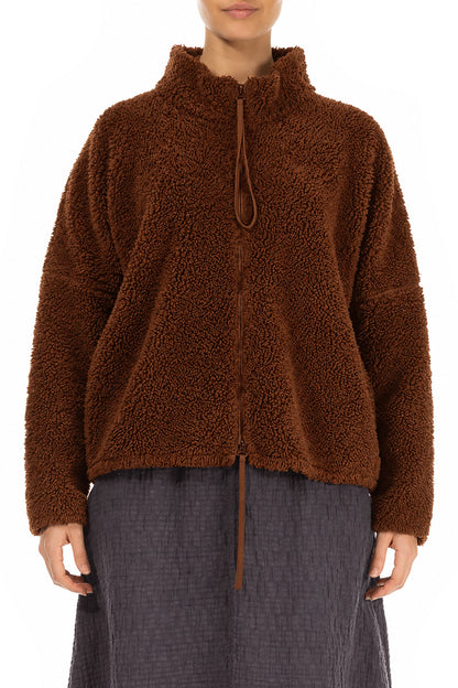 Zips Aged Copper Teddy Cotton Jacket