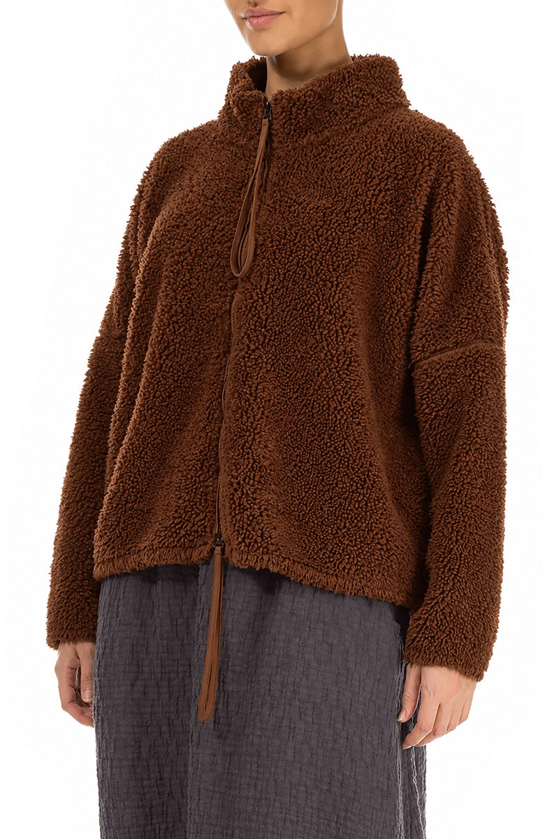 Zips Aged Copper Teddy Cotton Jacket 3
