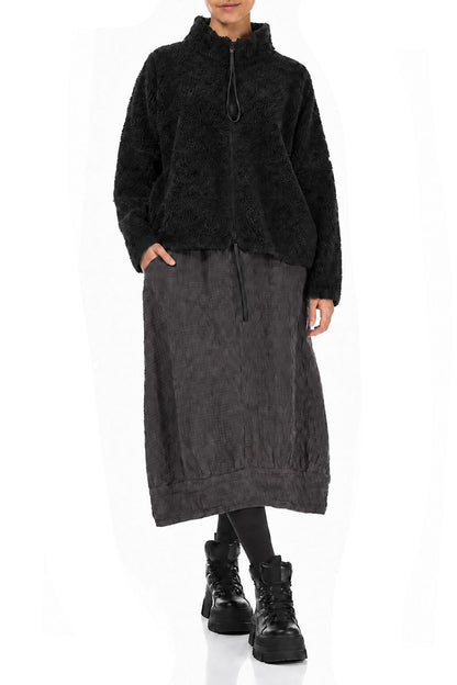 Zips Black Teddy Cotton Jacket 4