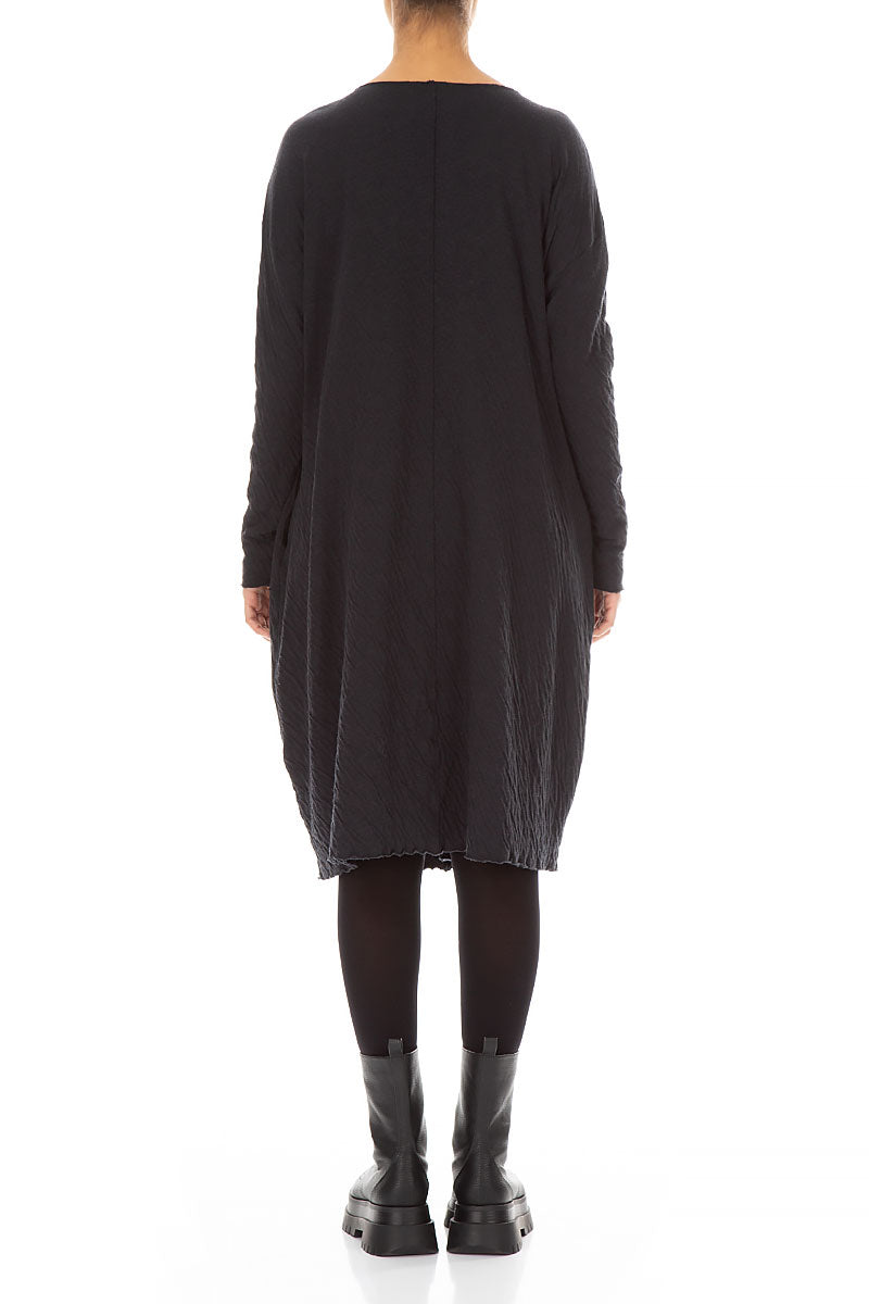 Zips Embellished Grey Wavy Cotton Dress 2