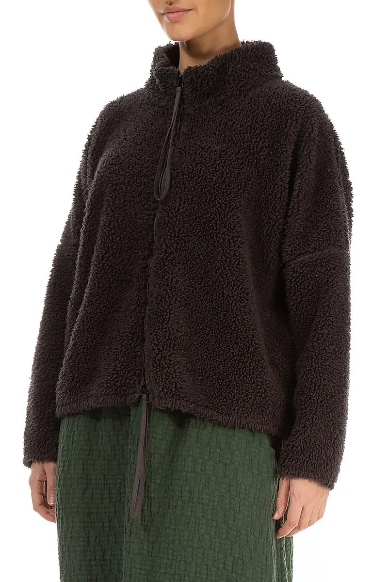 Zips Forest Brown Teddy Cotton Jacket 4