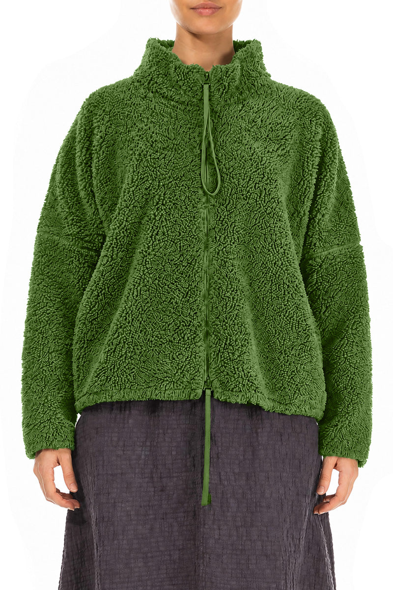 Zips Shamrock Green Teddy Cotton Jacket