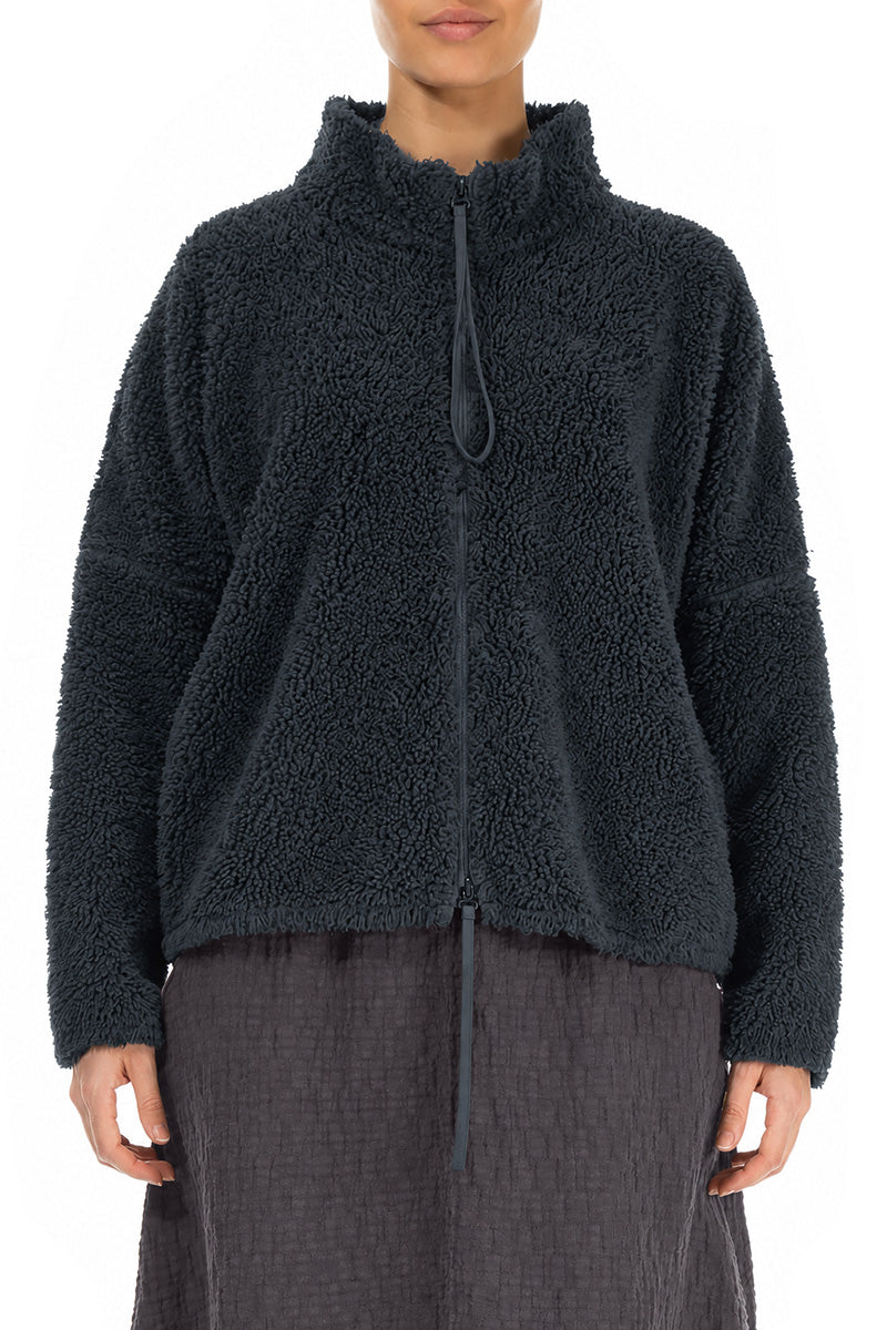 Zips Slate Teddy Cotton Jacket
