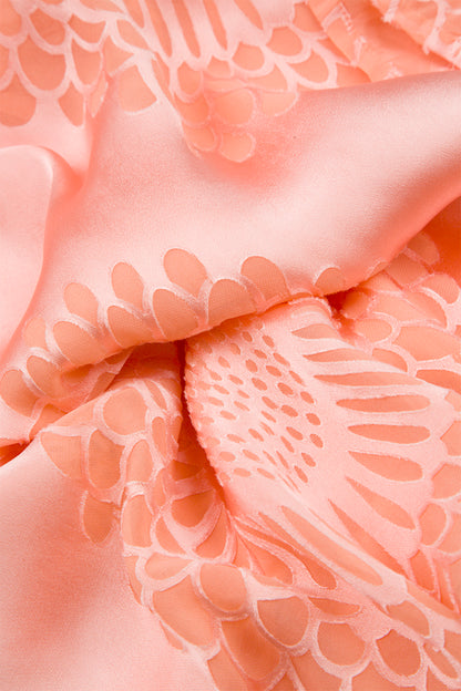 Floral Coral Silk Scarf 6
