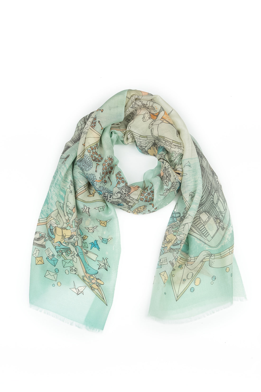 Écharpe en cachemire et soie turquoise antique