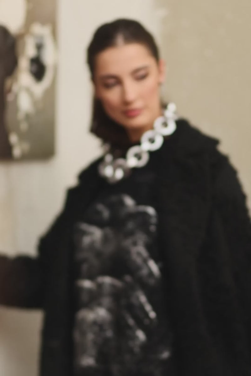 Black Feathered Cocoon Coat 10