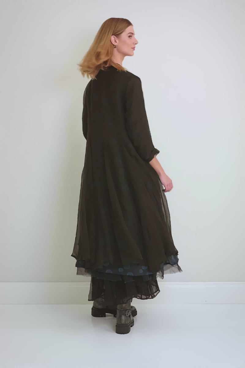 Flowy Black Silk Chiffon Jacket 7
