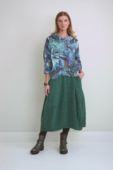 Cowl Neck Crinkled Blue Reverie Silk Blouse 8