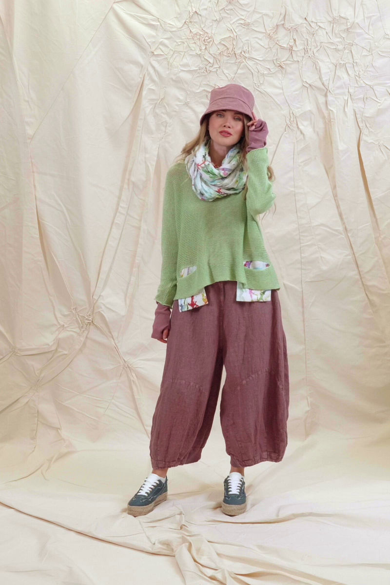 Colour Splash Pockets Mint Linen Jumper 7