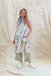 Cowl Neck Colour Splash Linen Midi Dress 7