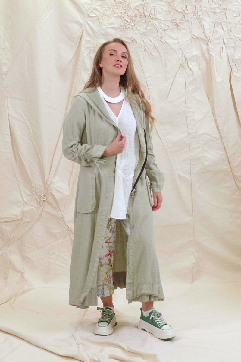 Cropped Colour Splash Linen Trousers 7