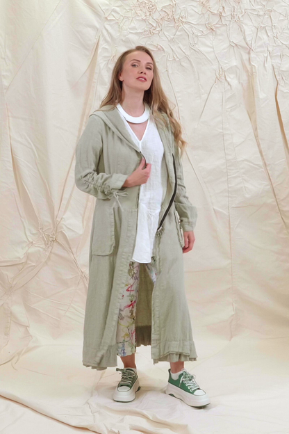 Cropped Colour Splash Linen Trousers 7