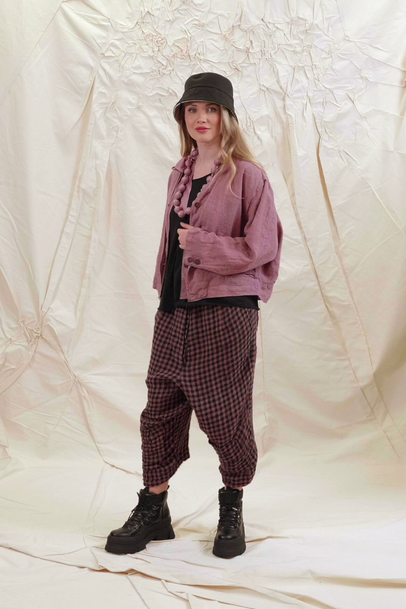 Double Closure Mauve Taupe Linen Jacket 7