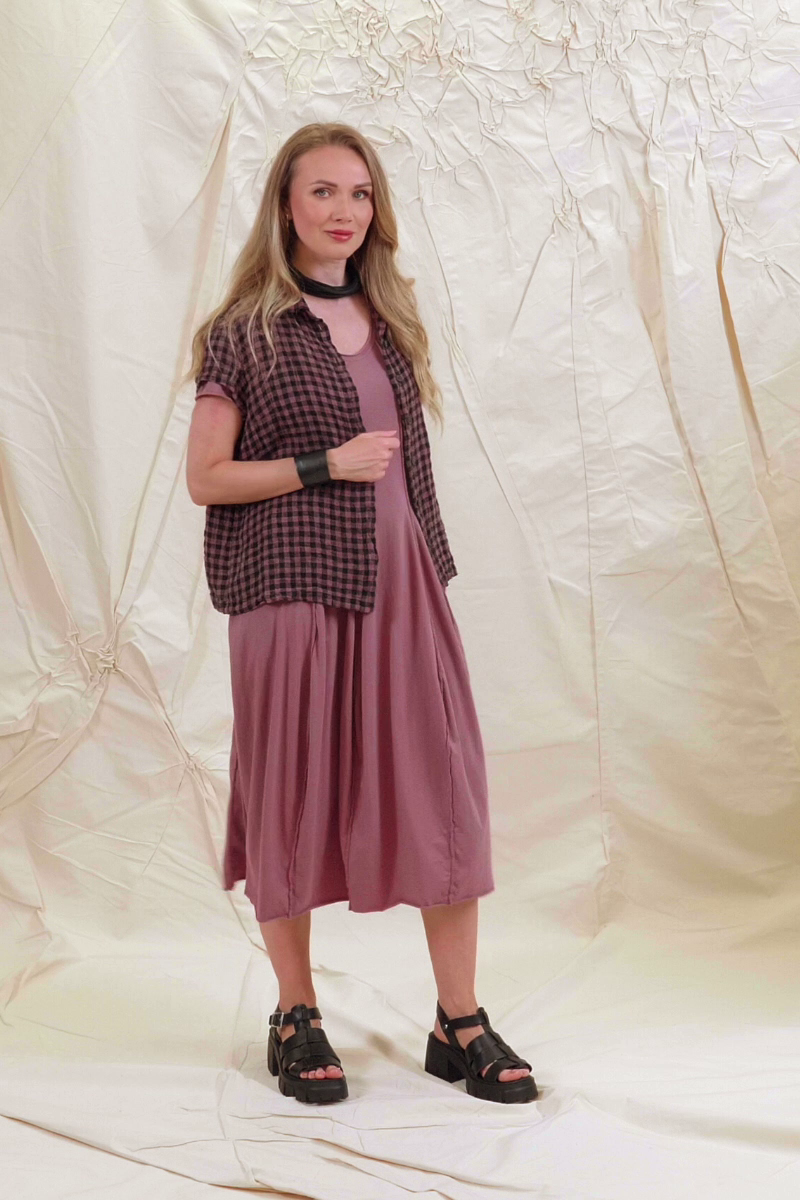 Exposed Seams Mauve Taupe Cotton Dress 7